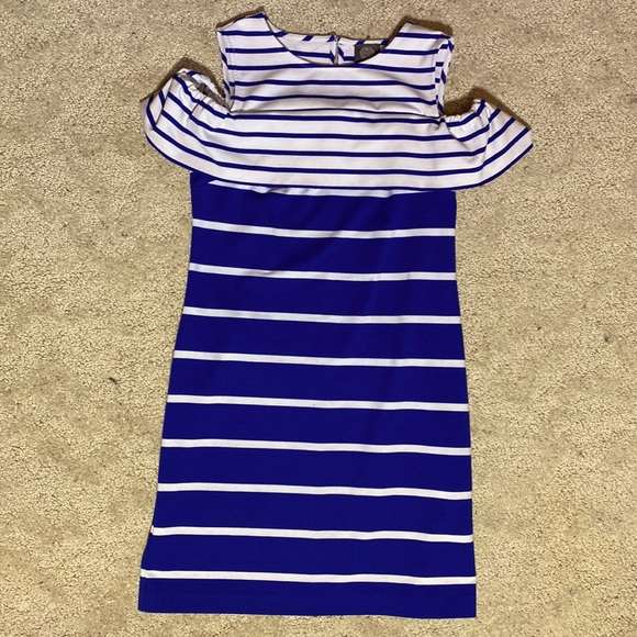 Vince Camuto Stripe Cold Shoulder Dress - Picture 1 of 5
